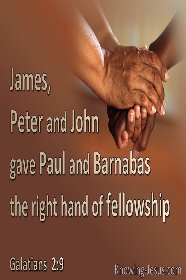 Galatians 2:9 James, Peter, John Paul Barnabas : The Right Hand Of Fellowship (brown)